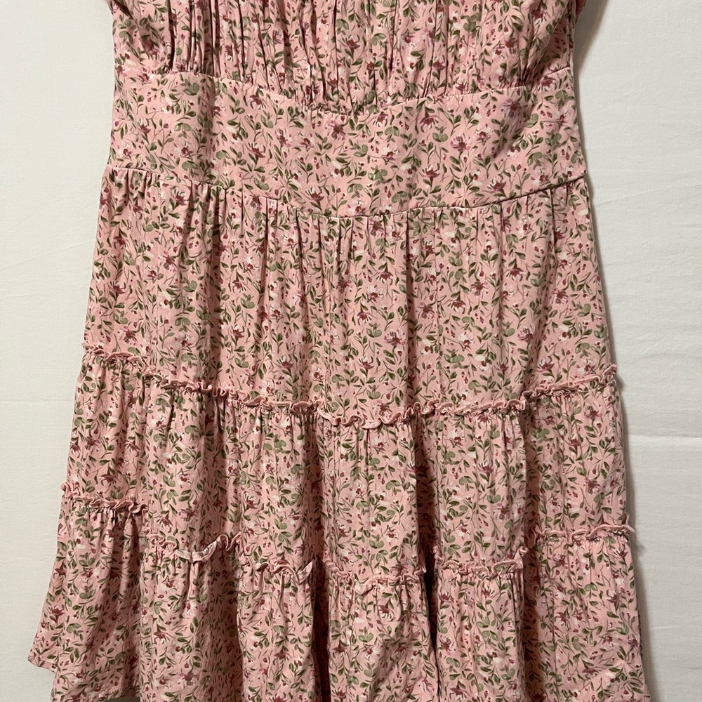 Trixxi Pink Floral Flirty Tiered Mini Dress - Picture 5 of 13